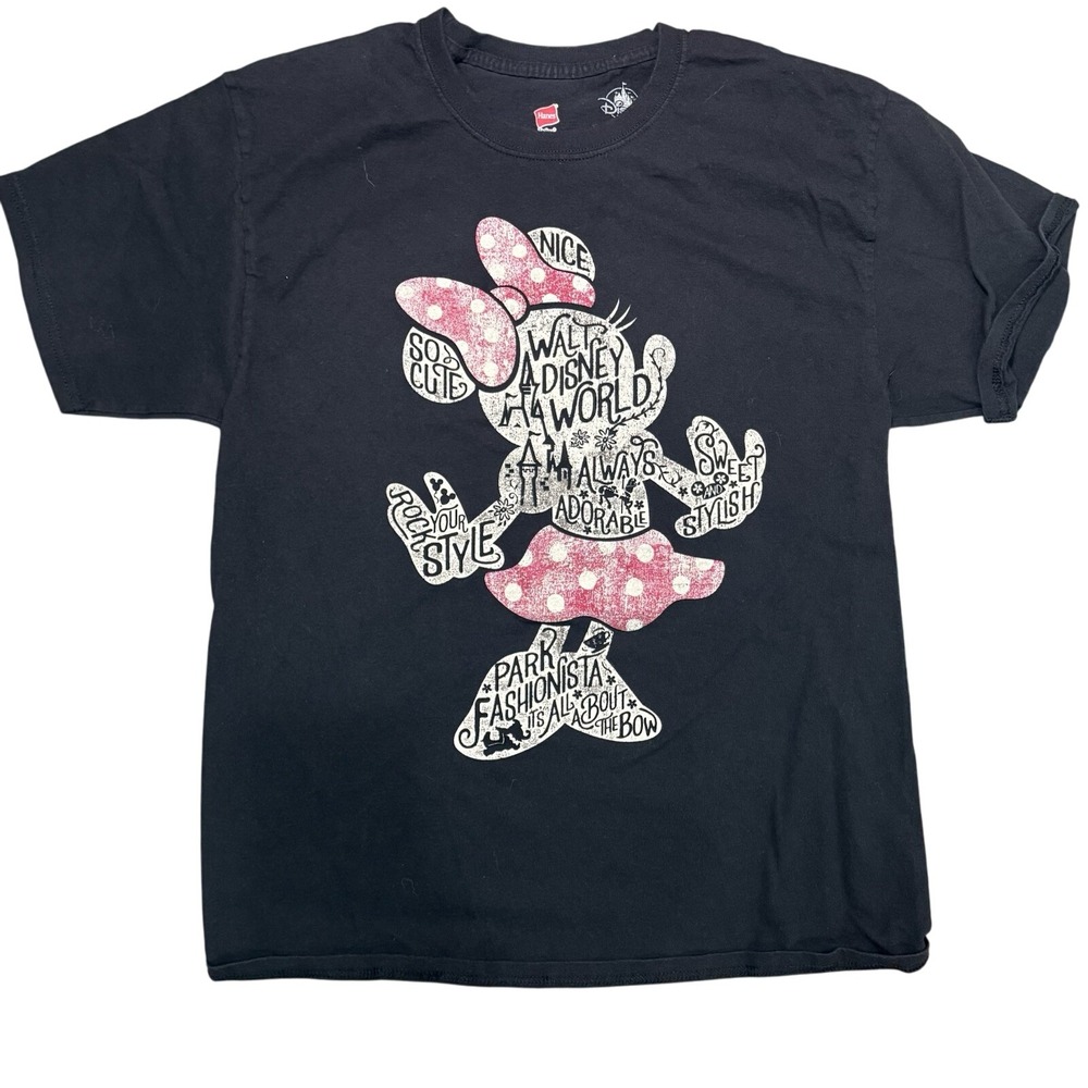 Disney‎ Parks Minnie Mouse T-Shirt Size Large Black Walt Disney World Hanes